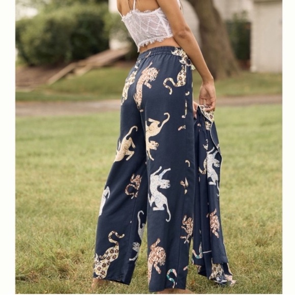 NWT Anthropologie Cecilia Pettersson Flannel Animal Print Pajama Pants Bottoms L - Picture 3 of 13